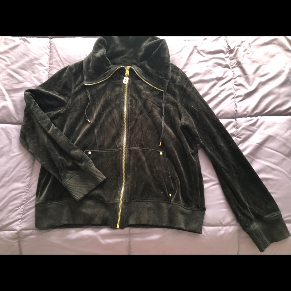 MICHAEL KORS BLACK ZIP UP SWEATER